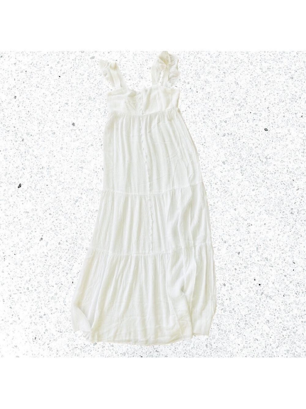 BB Dakota By Steve Madden Babydoll Maxi Dress Flutter Sleeve Tiered Women’s XS - Picture 3 of 12